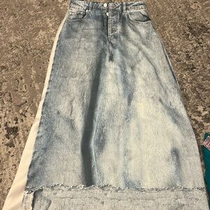 Zara denim effect satin slip skirt